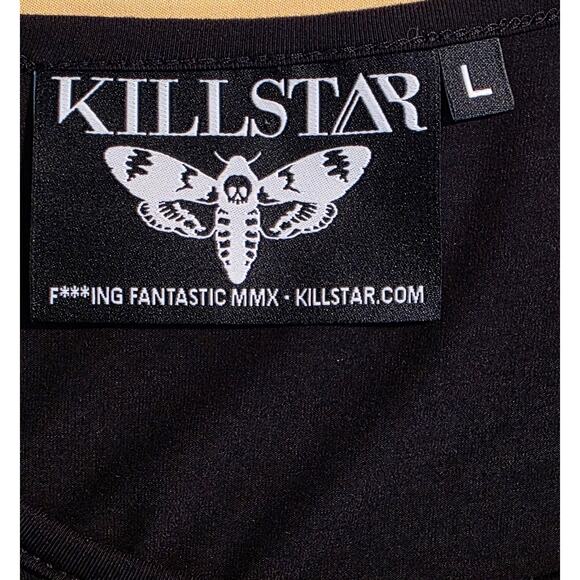 KILLSTAR BLACK RESTING WITCH FACE DRESS Wednesday‎ Adams Size L NWOT - Picture 3 of 5
